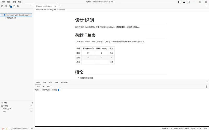 Git 侧栏与终端：底部面板打开集成终端，位于工作文件夹。